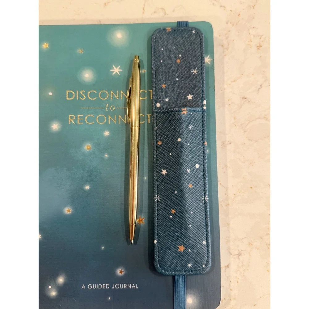 Disconnect to Reconnect Guided Journal Teal Celestial Starry Notebook with Pen